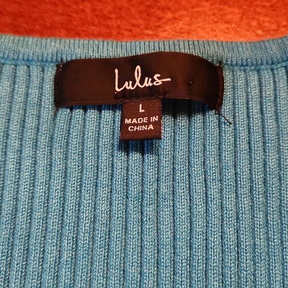 Lulus Good Times Ribbed Knit Tank Top Sleeveless Sweater, Large,  Turquoise Blue - Picture 3 of 8